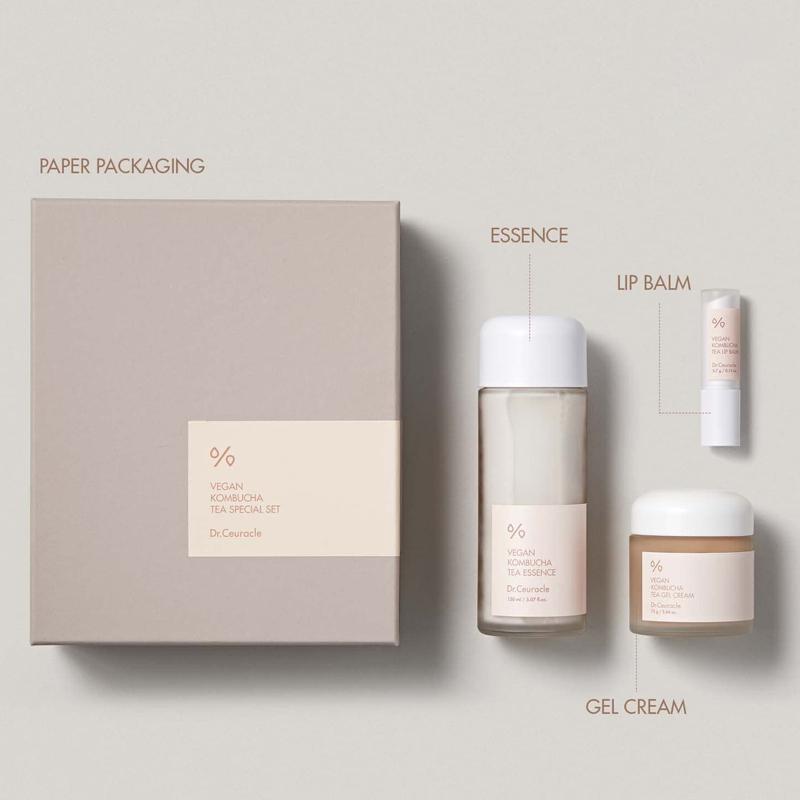 Dr.Ceuracle Специальный набор веганского чая Чайный гриб (Эссенция+ГельКрем+Бальзам для Губ)