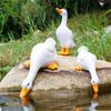 Duck Statue High Simulation All Match Resin Art Craft Drinking Water Duck Model Garden Supplies
