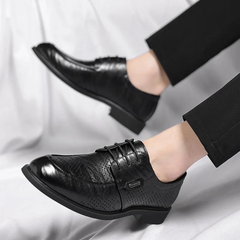 Модные дизайнерские новые полые толстые подошвы мужские туфли Brock летние модные британские ретро туфли без застежек из мягкой кожи для мужчин