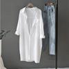 Sunscreen Clothes Blouse Summer Middle and Long Student Shirt Top Korean Loose Cardigan Thin Coat Fashion