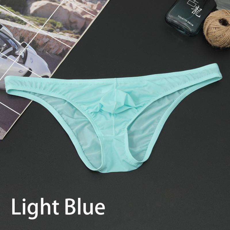 Men Erotic Underwear Pouch Seamless Panties Ice Silk Briefs Low Waist Underwear Ultra-thin Sexy
