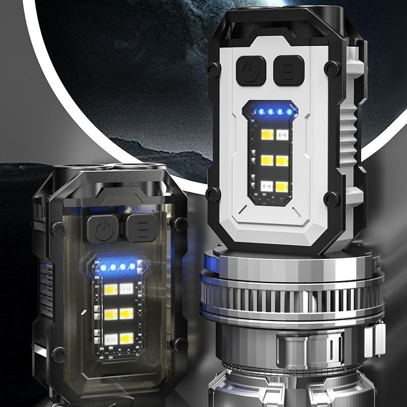 Портативный мини-брелок, светодиодный яркий фонарик, двойной источник света, уличный, для кемпинга, рыбалки, многофункциональный инструмент, фонарь, лампа