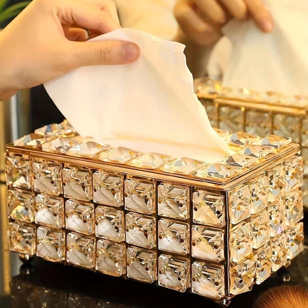 Shiny Cube Paper Towel Storage Box Sparkly Paper Dispenser Living Room