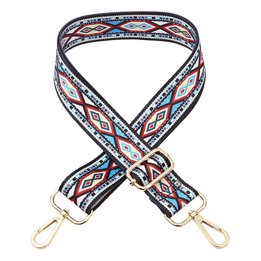 Purse Strap Replacement Crossbody Shoulder Bag Strap Guitar Style Multicolor Canvas Adjustable Handbag Laptop with Buckles