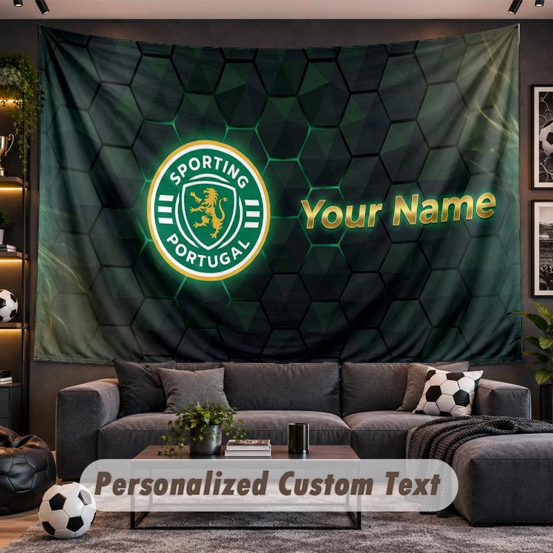 Персонализированный гобелен Sporting CP Поддержка Индивидуальное Имя, Настенное Искусство Домашний Декор