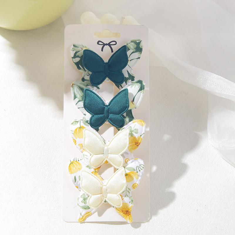 New 4PCS Flower Butterfly Hair Clips Girls Favorite Fashion Lovly Barrettes Clips Gift Baby Hair Accessories