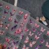 1 лист 5D красивый цветок розовый персиковый цвет бабочка клейкие наклейки для дизайна ногтей наклейки маникюр подвески XYZ