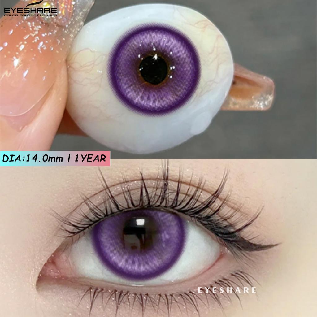 Eyeshare Абсолютно новые цветные контактные линзы для ролевых игр на Хэллоуин, синие очки с красным зрачком, розовые косметические линзы, цветные линзы для макияжа в стиле аниме, 1 пара