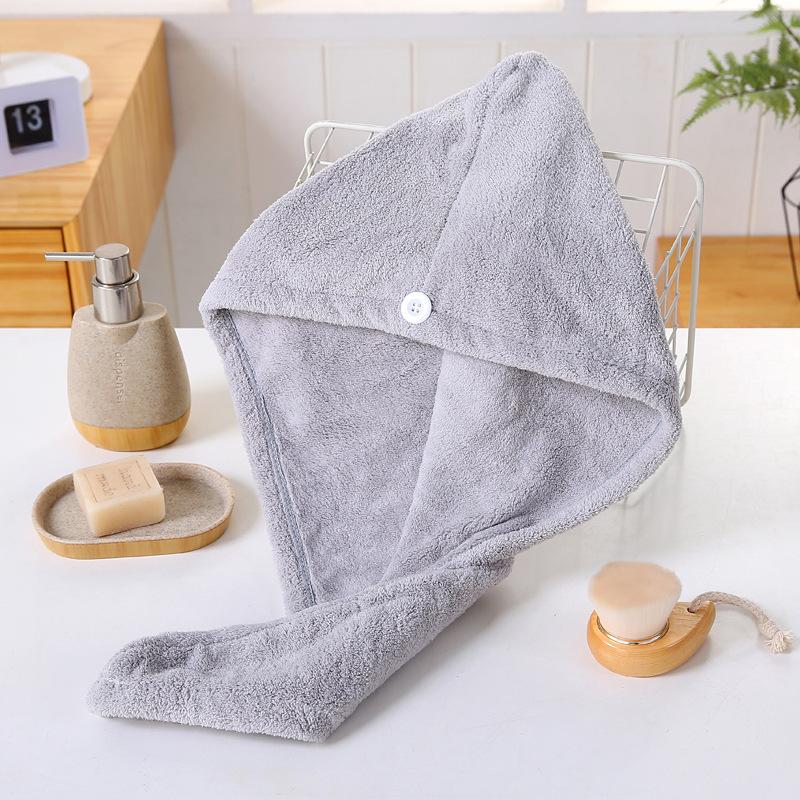 Мягкая шапка из сухого полотенца из кораллового флиса с пуговицей