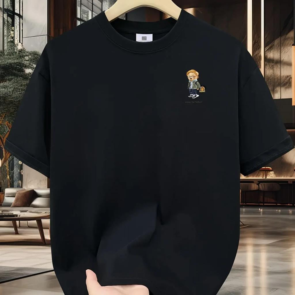 Men's and Women's Pure Cotton Summer Loose Size Cartoon Pattern Printed and Comfortable Round Neck Short Sleeved T-shirt Top