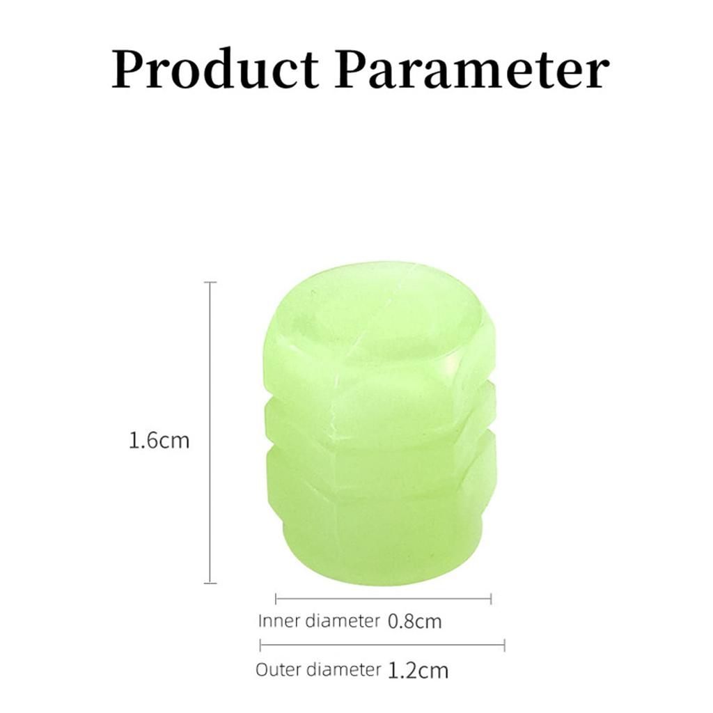 4pcs Luminous Valve Caps Fluorescent Night Glowing Car Motorcycle Bicycle Bike Wheel Tyre Hub Luminous Valve Stem Caps Decors