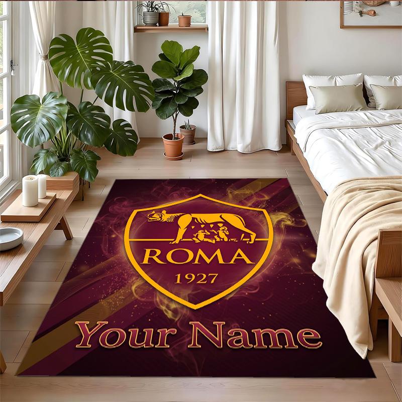 Crystal Velvet Rug Custom Name Text, Soft Non Slip Floor Mat Home DecorAS Roma