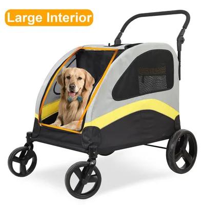 BINGOPAW One-Click Folding Dog Stroller with Removable Divider