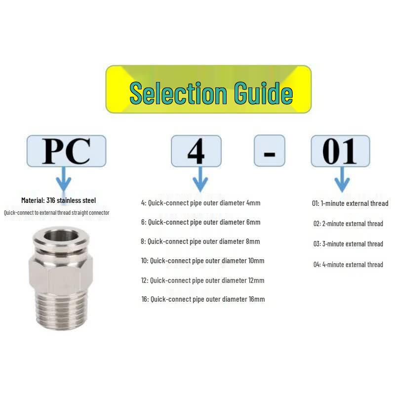 316 Stainless Steel Pneumatic Quick Connect Straight Fitting