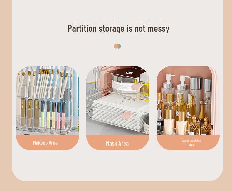 Вместительный пылезащитный ящик для хранения косметики с зеркалом для туалетного столика.