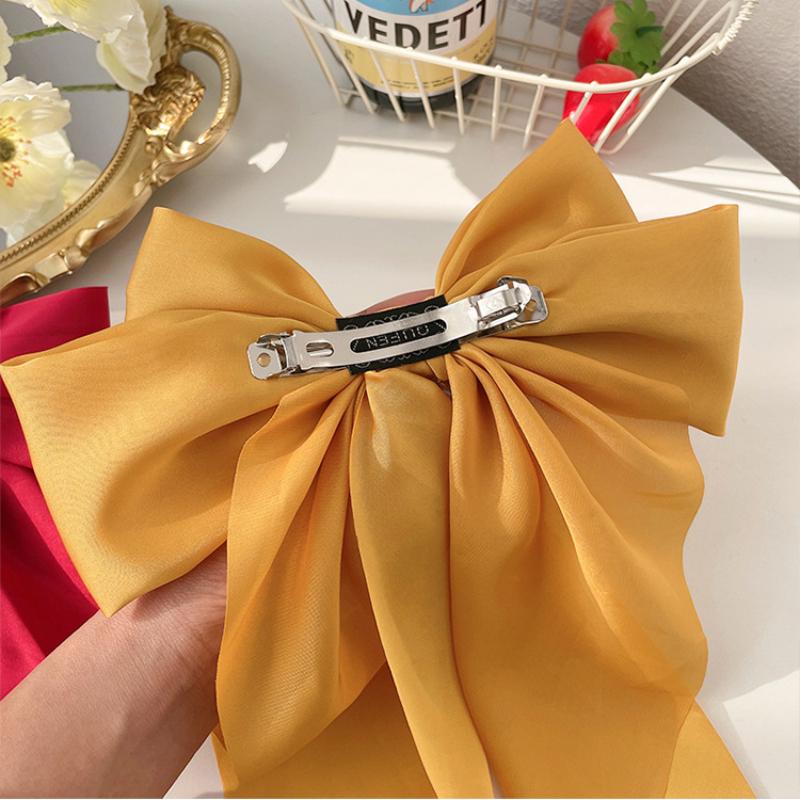 12 однотонных атласных лент с большими бантами, заколки-пружинки, аксессуары для волос для женщин и девочек, модные корейские летние головные уборы