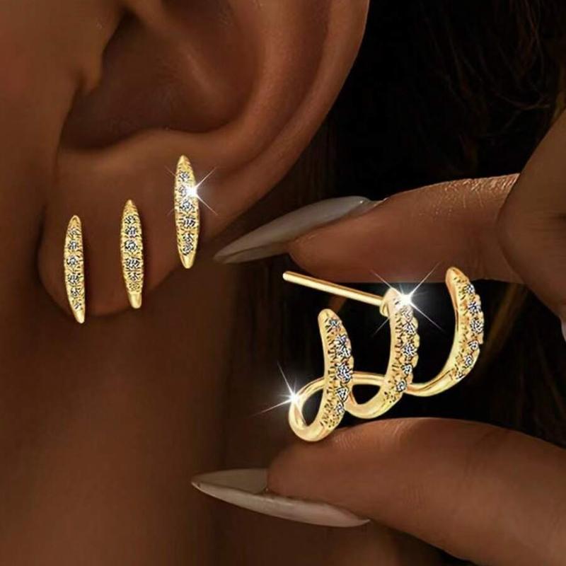 1 Pair, Silver Women's Claw Shaped Earring Set, Super Sparkling Synthetic Material, Dazzling, Exquisite and Lovely, Luxurious and Elegant