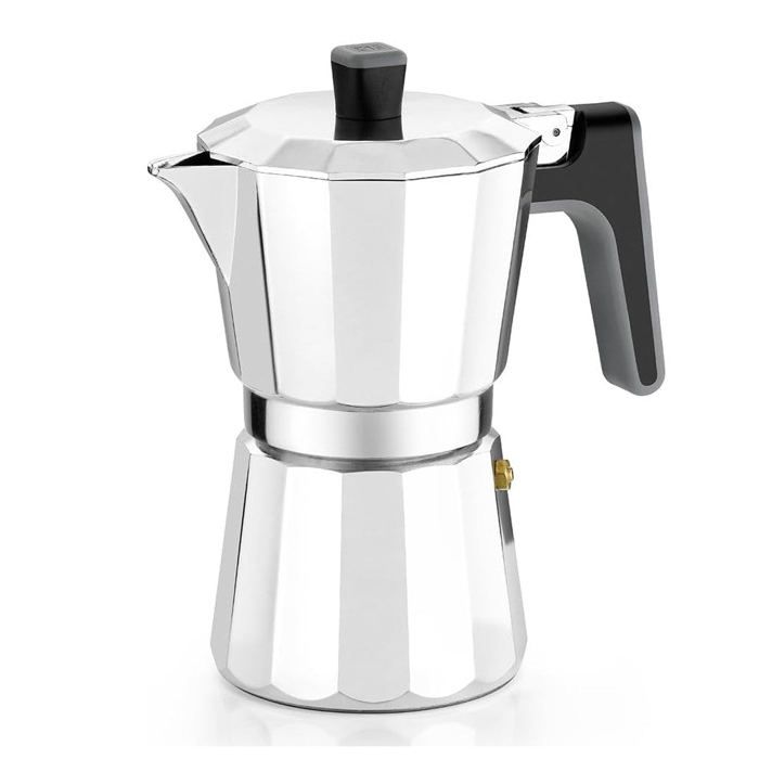 Cafetière Italienne - BRA 8559 - 12 Tasses - Aluminium - Argent - Infusion Italienne - Arrêt Automatique