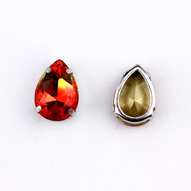 Серебряный коготь Капля Турмалин Бриллиант Градиентный драгоценный камень для DIY ювелирных изделий, обуви, сумок - 10x14 мм Кристальный камень.