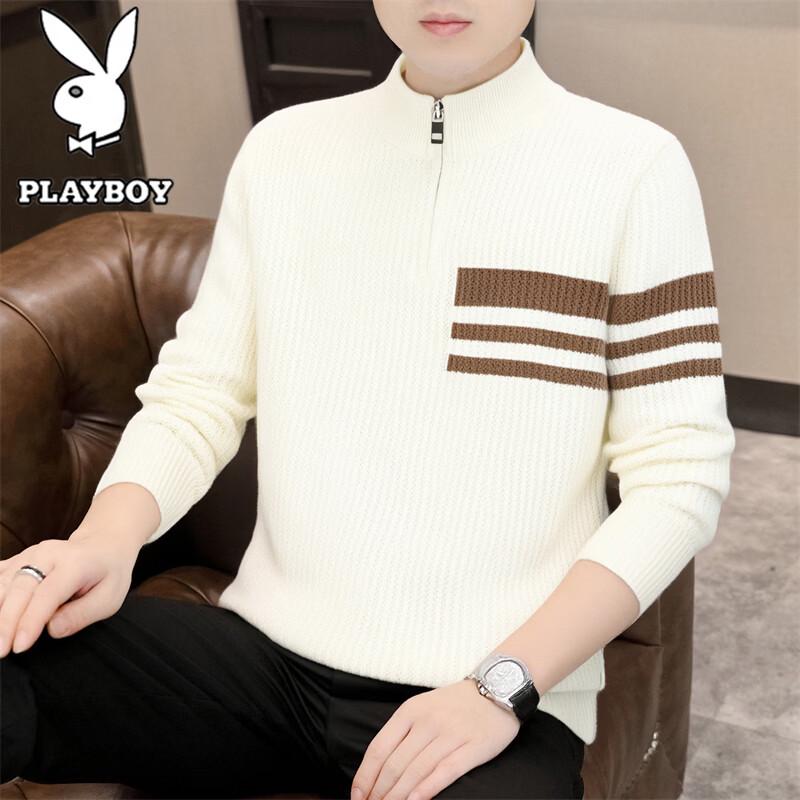 PLAYBOY Men's Half-Zip Mock Neck Pullover Sweater