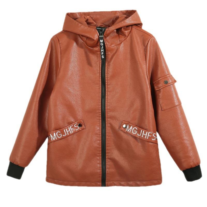 Короткая кожаная куртка Женская кожаная куртка из искусственной кожи