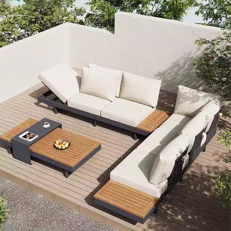 Outdoor Sofa Courtyard Leisure Villa Hotel Corner Anti corrosion Wood Combination Outdoor Furniture