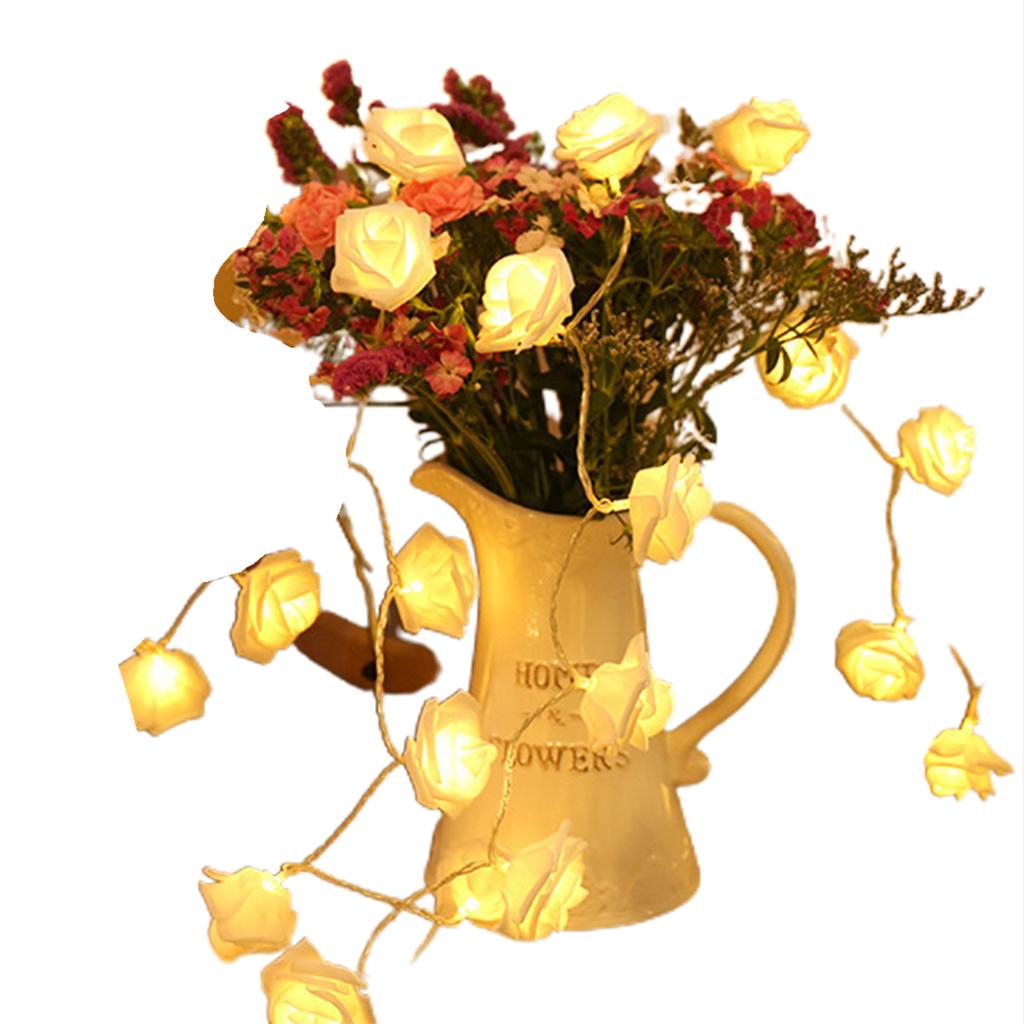 Светодиодные гирлянды в виде роз, теплые декоративные светодиодные гирлянды в виде венков, сезонный декор для вечеринок