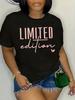 Limited Letter Print T-Shirt Casual Crew Neck Short Sleeve Fashion Tee Simple Design Showing Natural And Elegant Style Trendy