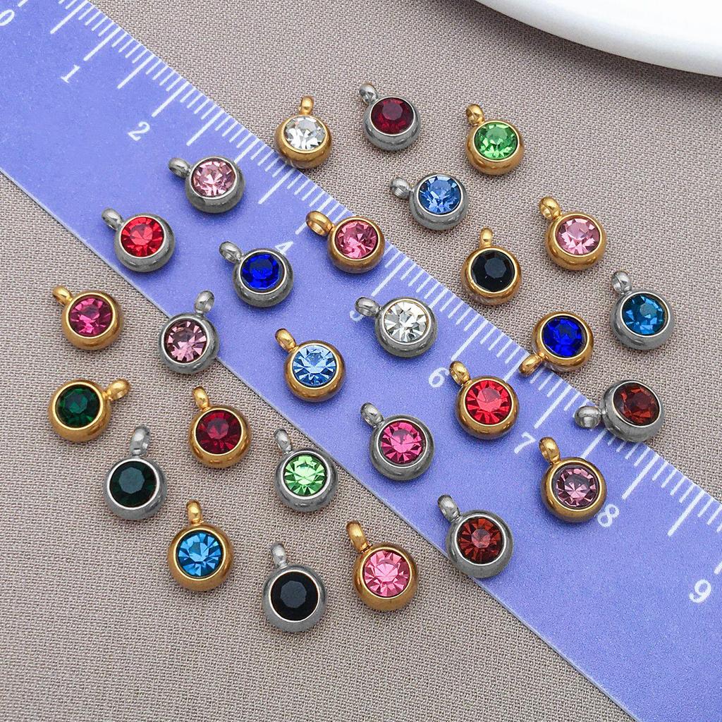 Zodiac Inlaid Diamond Stainless Steel Pendant for DIY Bracelets & Necklaces