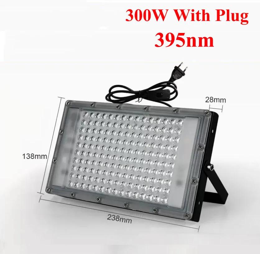300 Вт УФ-лампа для отверждения 395 нм 405 нм 365 нм светодиодная ультрафиолетовая УФ-лампа для 3D-печати, распыления, покраски, смоляных чернил, УФ-лампа для отверждения клея