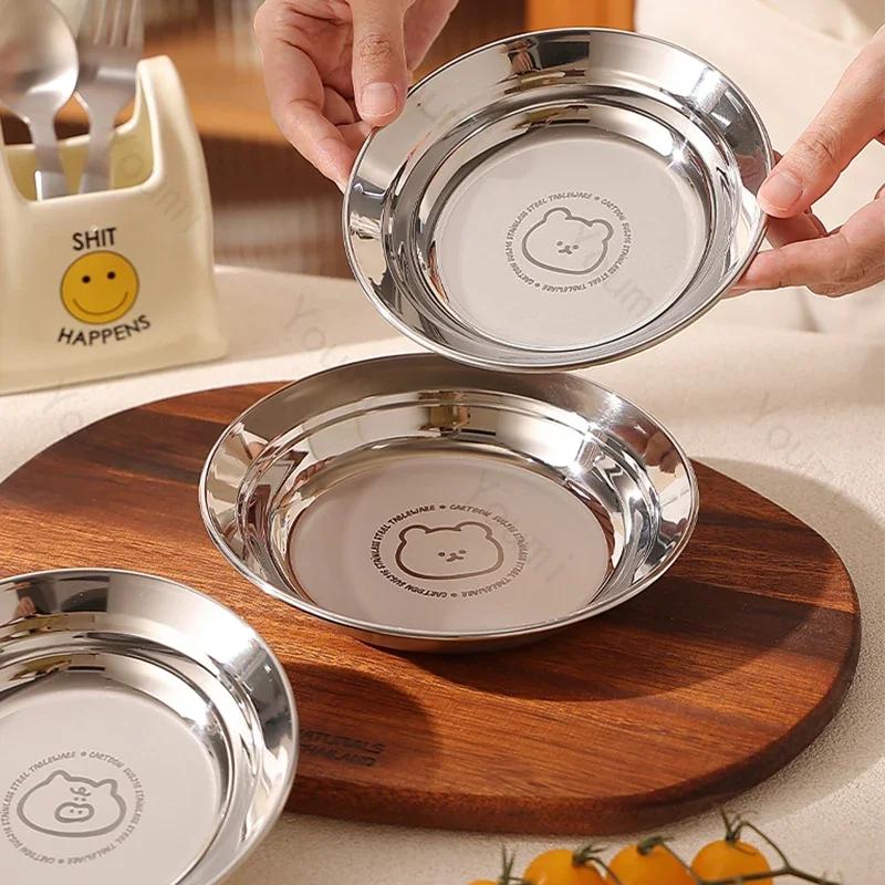Креативные обеденные тарелки из нержавеющей стали для дома, послеобеденный чай, фрукты, закуски, вкусные блюда, салатная тарелка, изысканная столовая посуда
