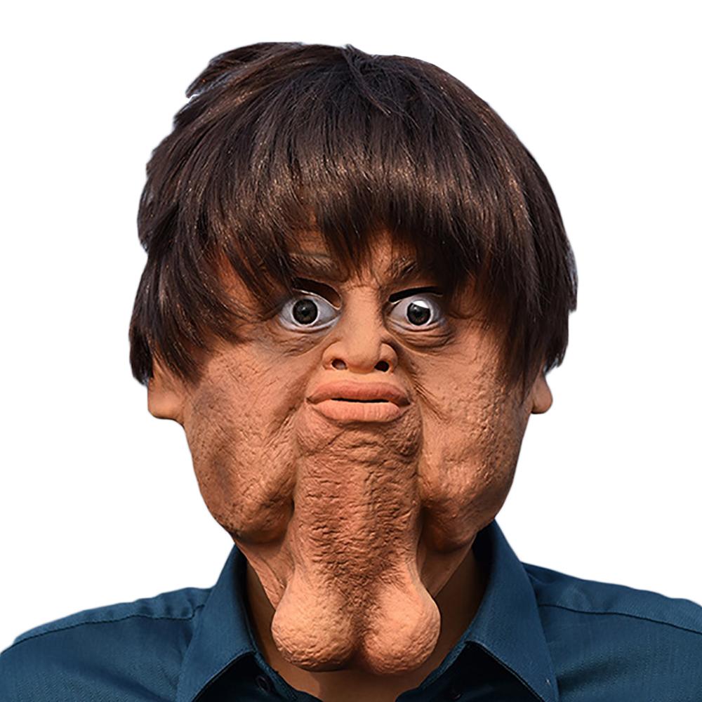 Забавная латексная маска на голову с двойным подбородком, костюмная вечеринка, реквизит для косплея, Новый год