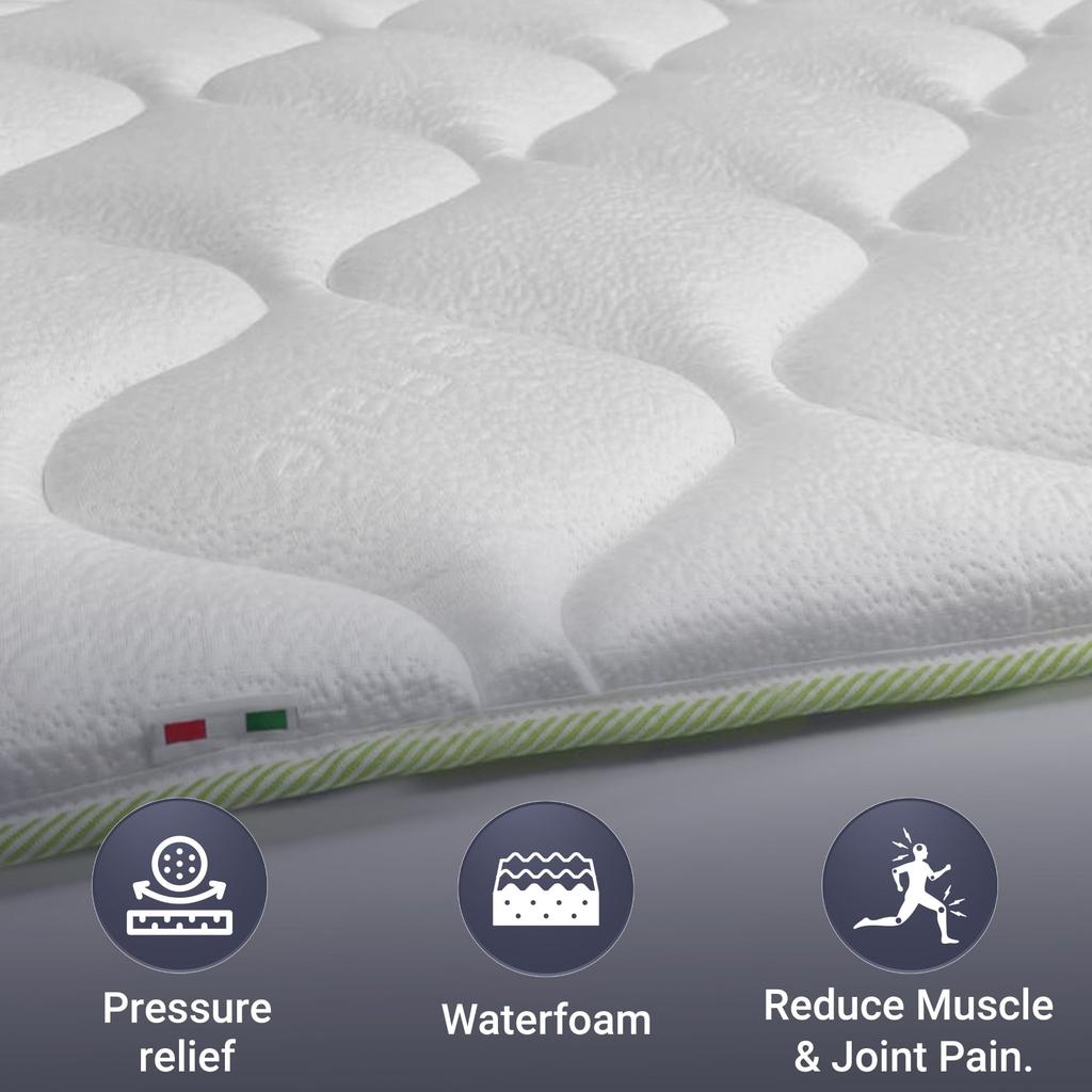The White Stone Surmatelas Rafraîchissant avec Élastiques | Correcteur de Matelas avec Technologie Cooler et Propriétés Orthopédiques | Hauteur 4 cm 