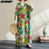 DIMANAF 2024, летнее длинное платье больших размеров, пляжное женское платье с v-образным вырезом и цветочным принтом, праздничное повседневное свободное платье макси из мягкого хлопка