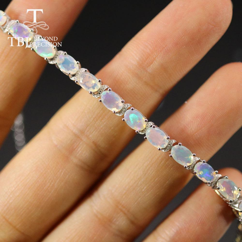 Bolai браслет из натурального опала овальной огранки 4*6 мм, ювелирные изделия из натуральных красочных драгоценных камней, серебро 925 пробы, для женщин, повседневная одежда