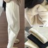 Осенне-зимние толстые однотонные плюшевые повседневные хлопковые женские брюки-капри, свободные узкие брюки с высокой талией, женские модные флисовые теплые шаровары для женщин 25258