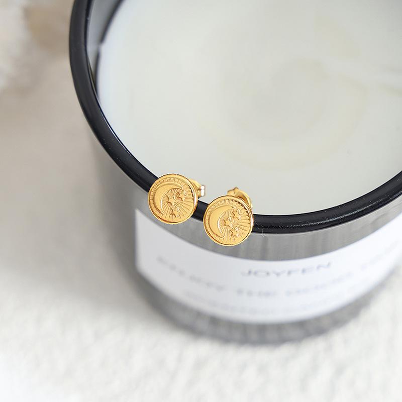 Европейские и американские серьги из титановой стали в виде звезд и луны - Прочные, Не выцветающие, Стильные украшения