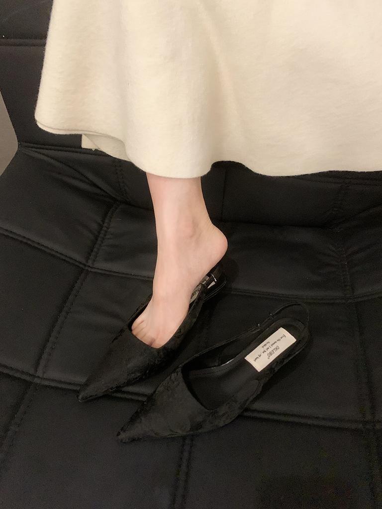 Французские вечерние туфли на высоком каблуке в стиле ретро, одинарные туфли с острым носком, женская обувь 2024 года, популярные летние новые китайские красивые босоножки с застежкой-мешком