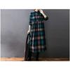 Women's Loose Spliced Cotton Linen Long Sleeved Dress