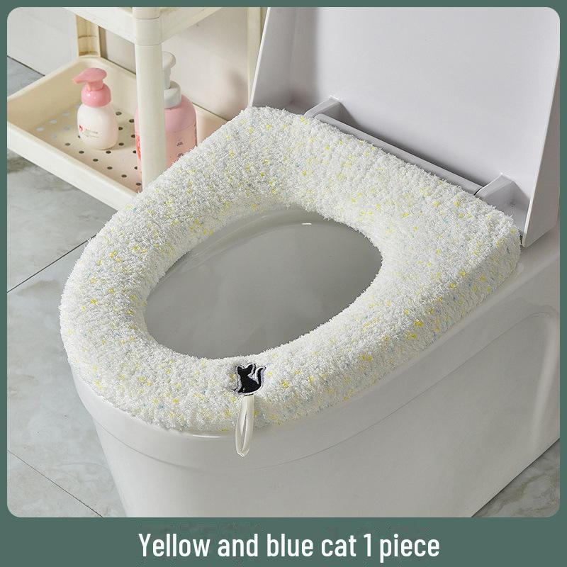 Мягкая зимняя подушка на сиденье унитаза с ручкой - толстый, теплый, в горошек чехол для домашнего использования