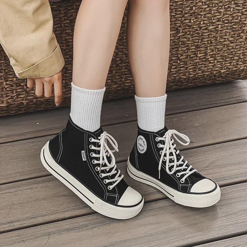 Летние женские высокие кеды Mango Head Canvas 2023 года, квадратный носок, толстая подошва, универсальные для студентов