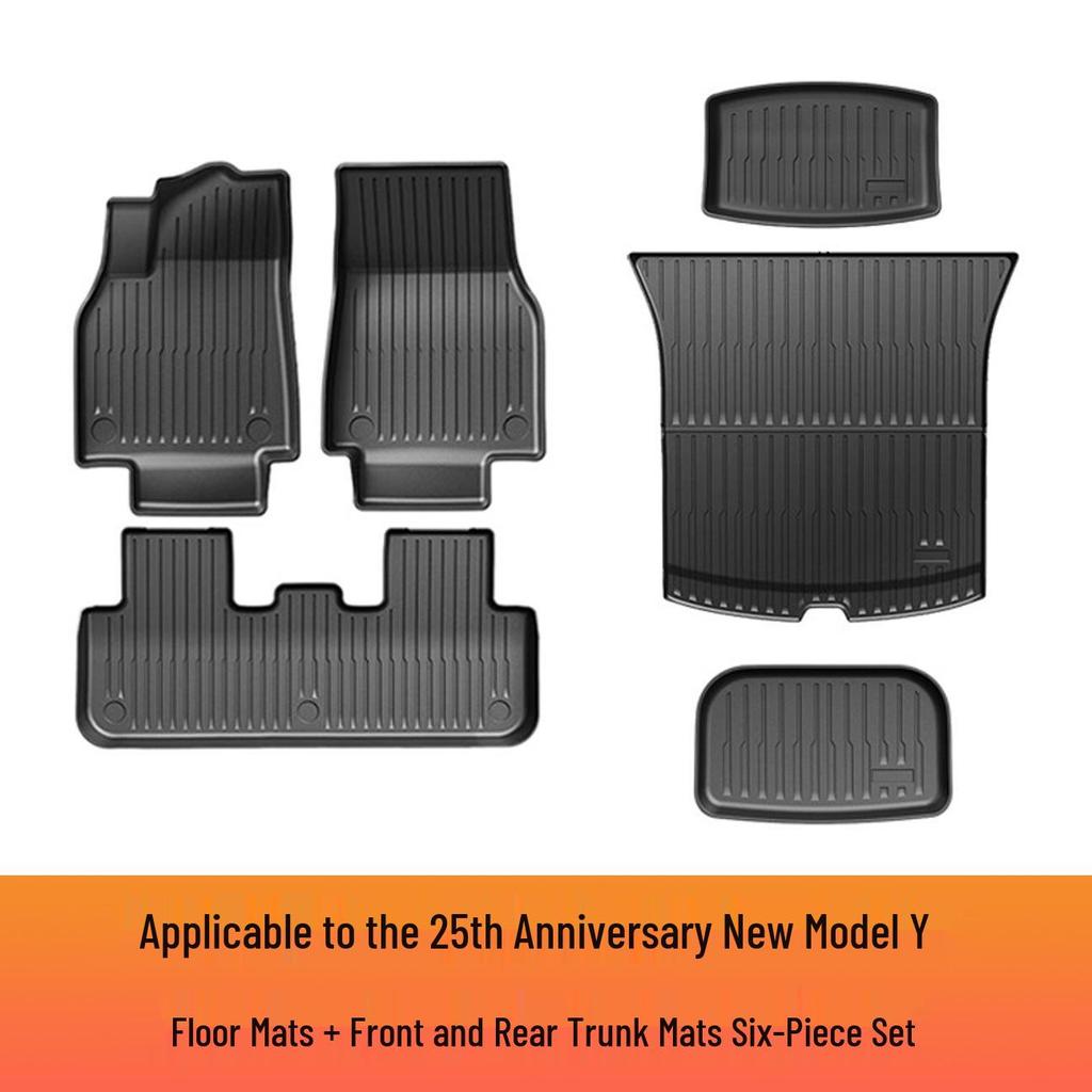 Tesla Model Y 2025 Рестайлинг TPE Коврики для пола и багажника с накладкой на спинку