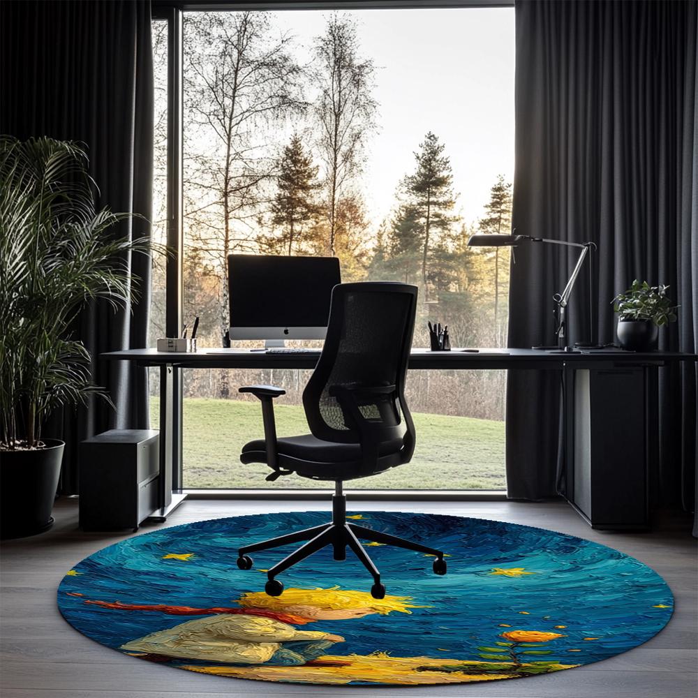 Круглый ковер с принтом «Маленький принц», коврик под стул, ковер для зоны, коврики для прихожей, для офисного кресла, гостиной, спальни, кухни.