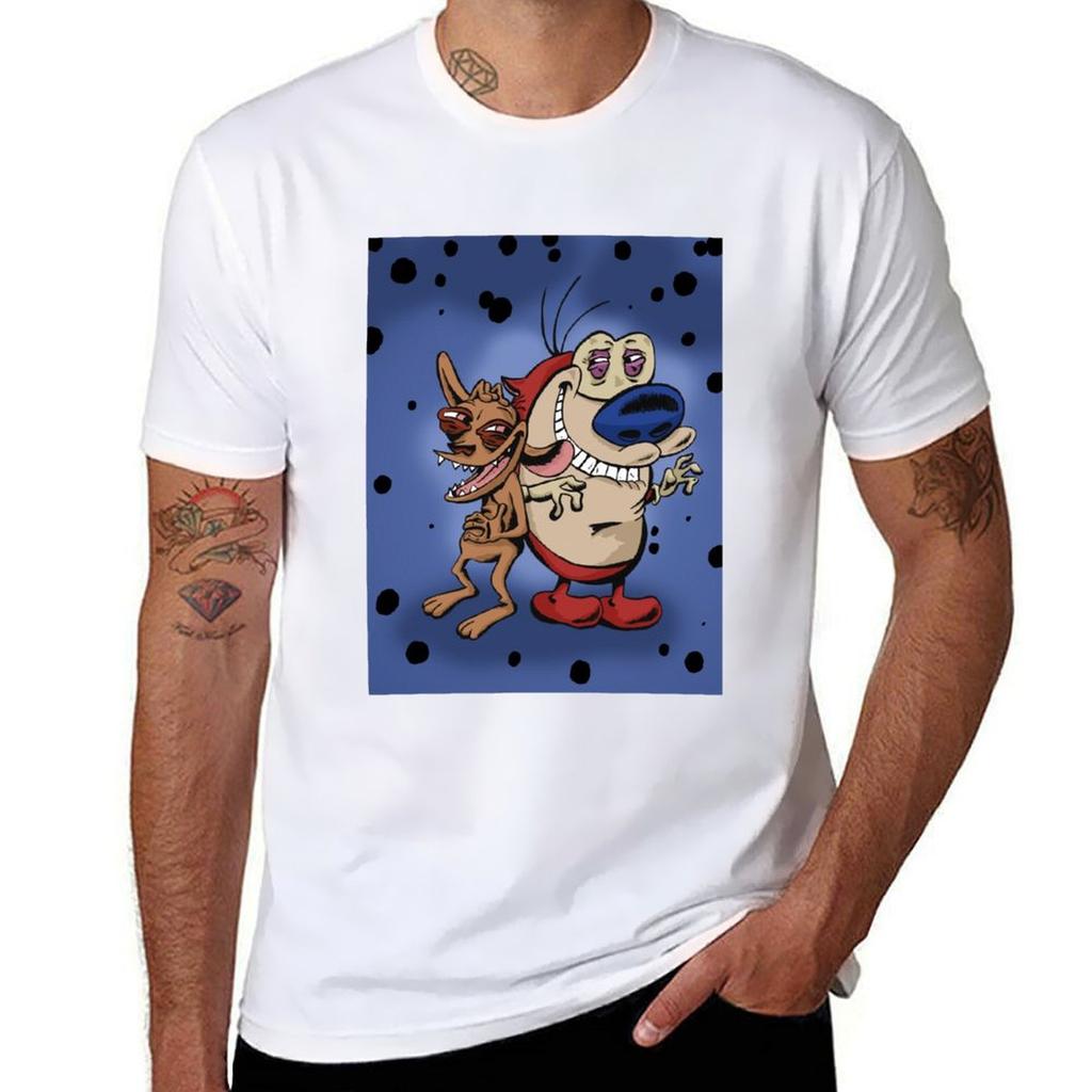 Ren And Stimpy Tshirt Casual Streetwear Short Sleeve Tee