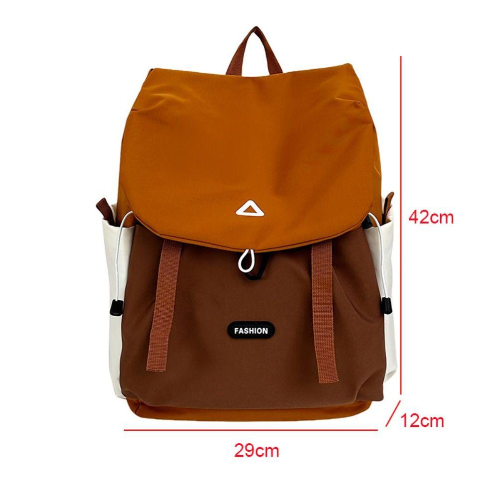 Fashion Nylon Outdoor Backpack Color-blocked Lightweight Travel Rucksack Large Capacity Students Schoolbag