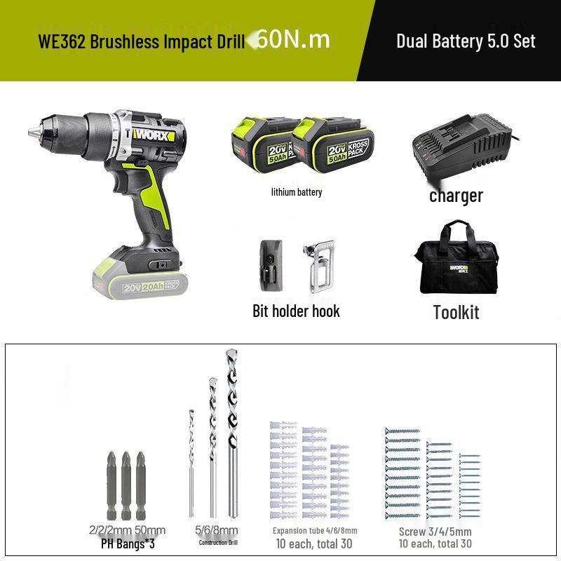 Wickes WU369 Brushless Hammer Drill: Rechargeable Electric Handheld Drill & Screwdriver with Lithium Battery.