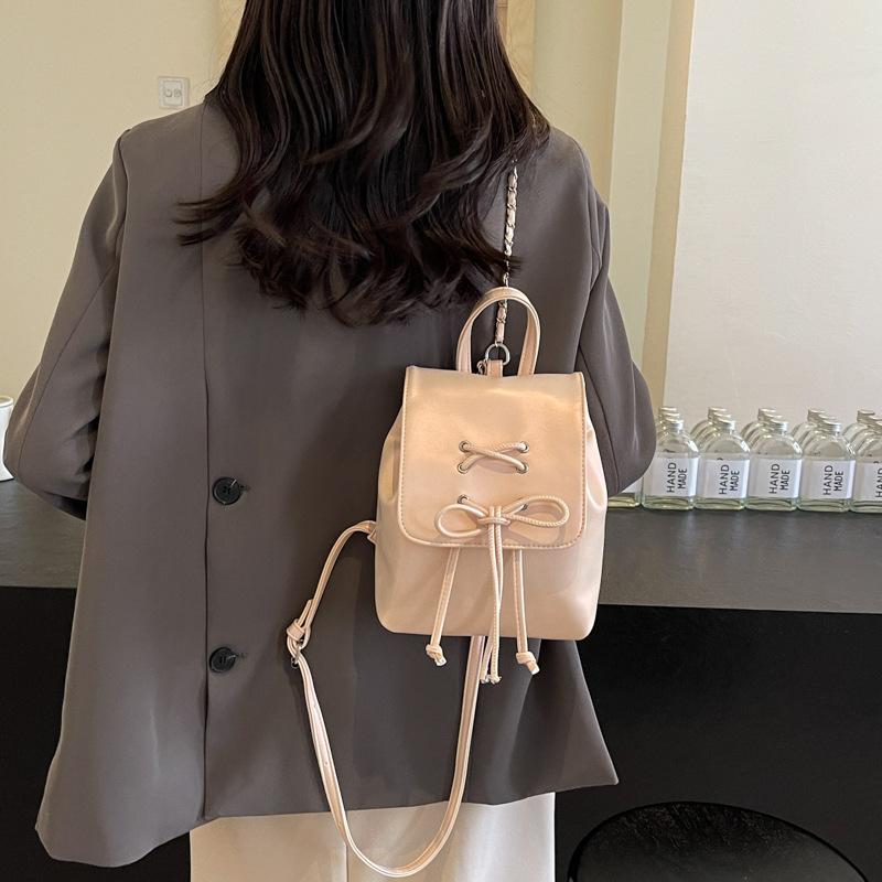 Маленькая сумка на двойном плече с бантом, женский новый модный рюкзак, милая портативная сумка через плечо, школьная сумка