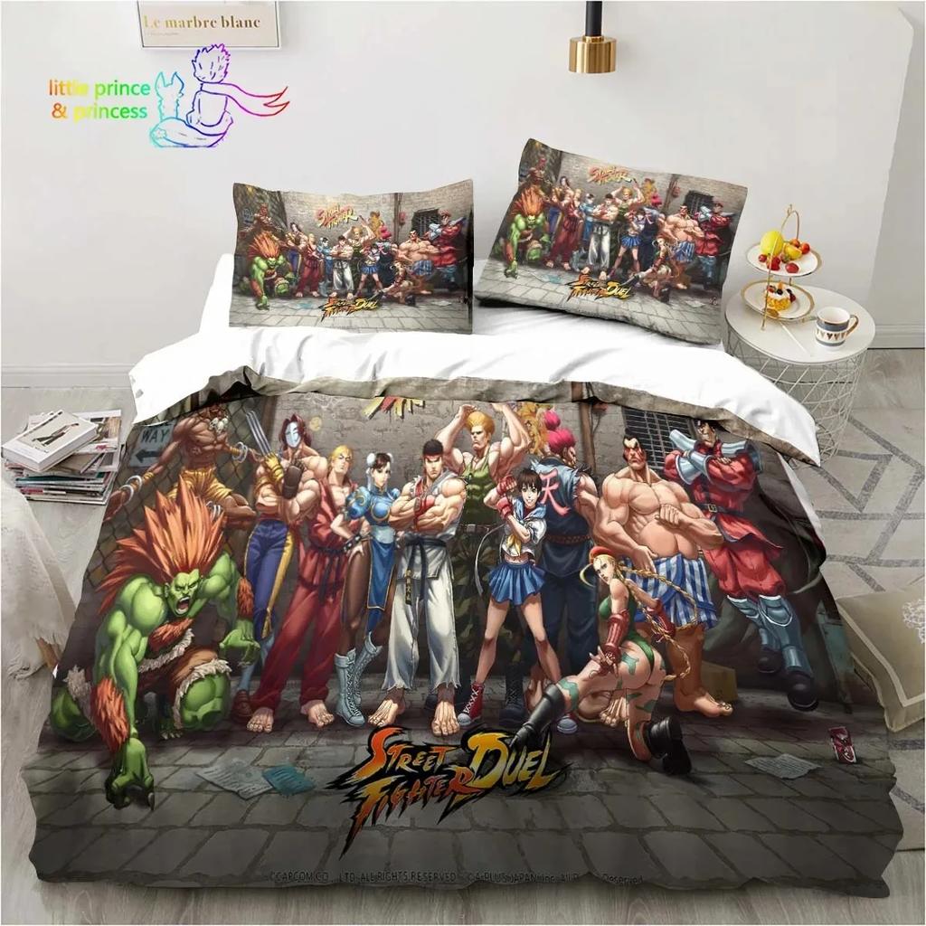 Street Fighter Printed 3D Bedding Set Duvet Cover Pillowcases Single Twin Full Queen King Size Home Decor Pillowcase Boys Gift