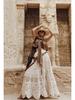 Тонкая вязаная юбка А-силуэта в корейском стиле, с вышивкой, на резинке, с широкой кромкой