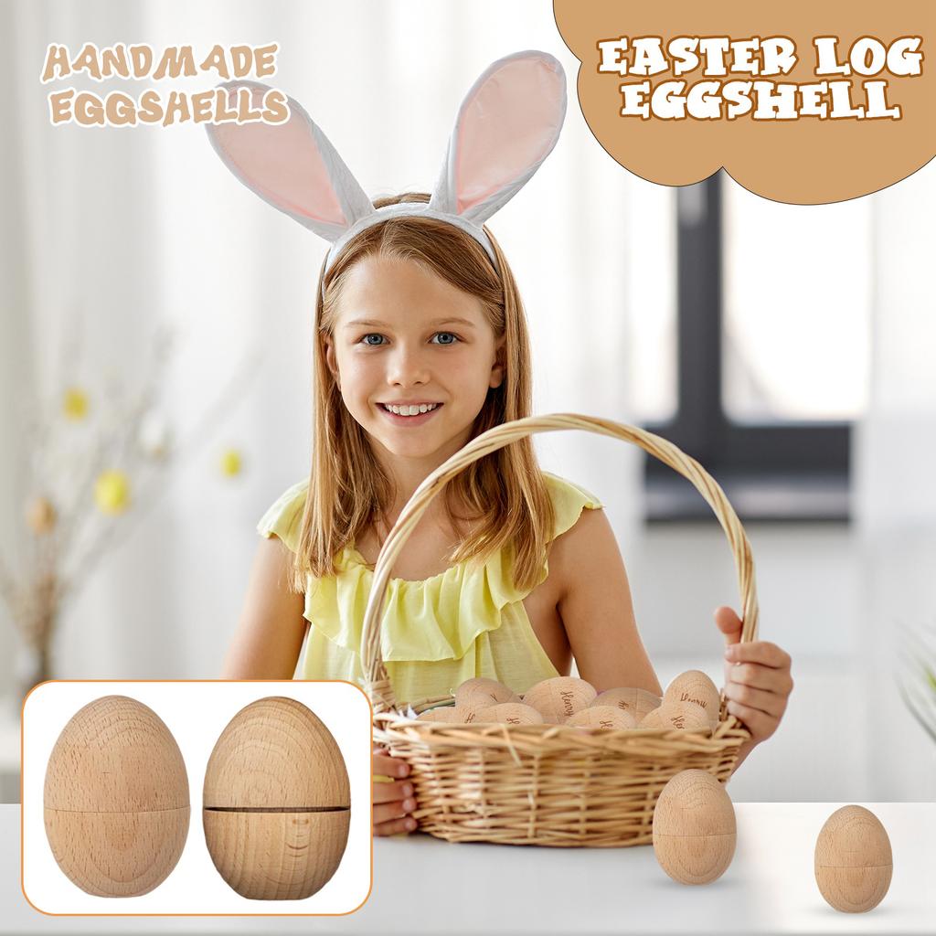 Natural Wooden Easter Egg •Wooden Carved Easter Eggs Rural Easter Eggs Hand Polished Wooden Eggs